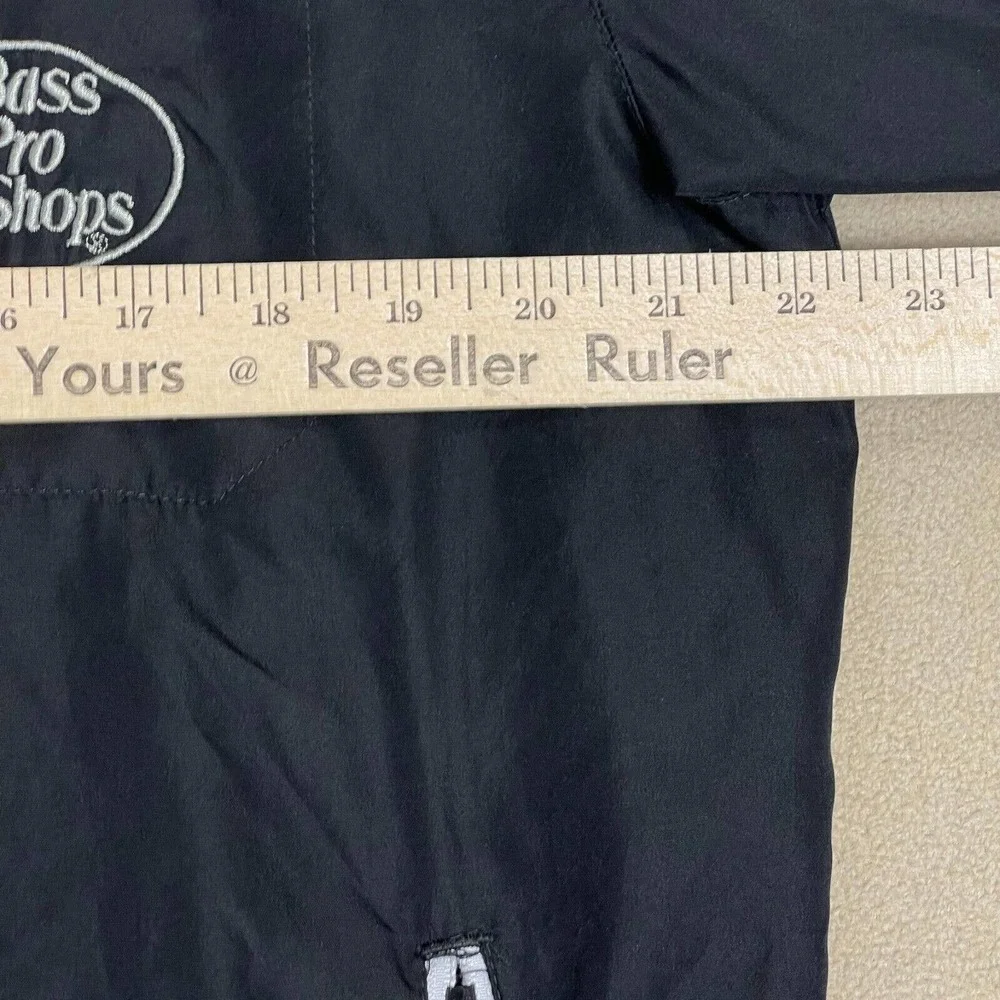 Bass Pro Shops Jacket Adult Medium Black Windbreaker‎ Full Zip Hoodie Lined Mens